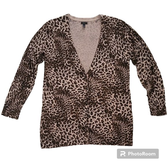 Soma Super Soft Longline Leopard Print Cardigan Sweater Size Medium - Picture 5 of 9